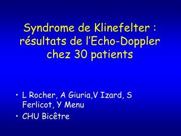 Syndrome de Klinefelter : rÃ©sultats de l'Echo-Doppler chez 30 patients