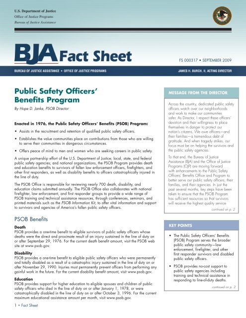 Public Safety Officers Benefits Program Fact Sheet