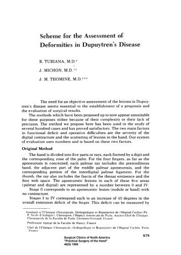 Scheme for the Assessment of Deformities in Dupuytren's Disease