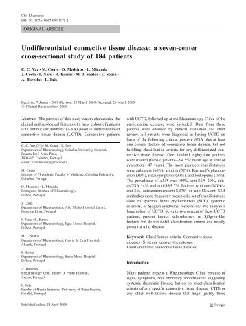 Undifferentiated connective tissue disease: a seven-center ... - RIHUC