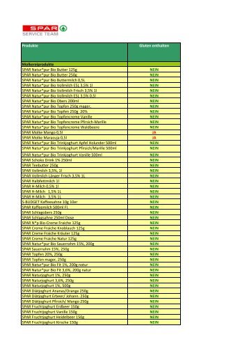Glutenfreie Produkte bei SPAR