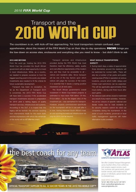 Transport and the 2010 world cup - Focus on Transport & Logistics