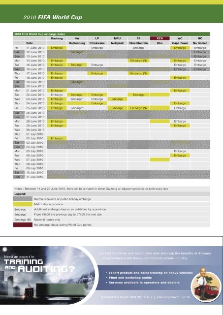 Transport and the 2010 world cup - Focus on Transport & Logistics