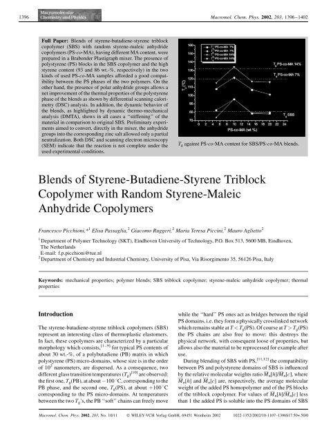 Blends of styrene-butadiene-styrene triblock copolymer with ... - ITM