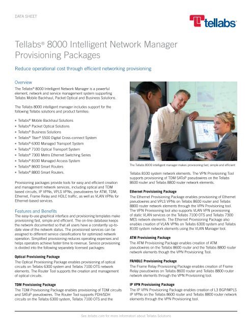 Tellabs 8000 Intelligent Network Manager Provisioning Packages