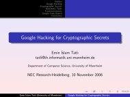 Google Hacking for Cryptographic Secrets