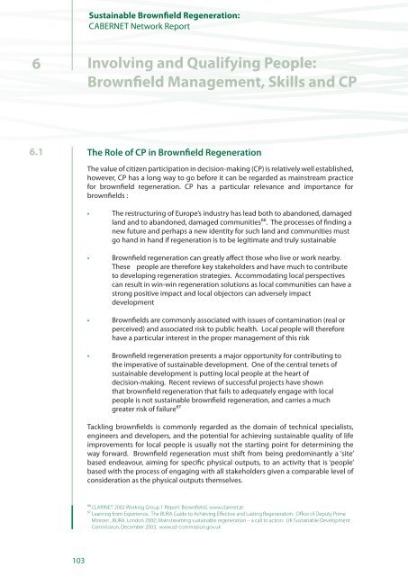 Sustainable Brownfield Regeneration: CABERNET Network Report