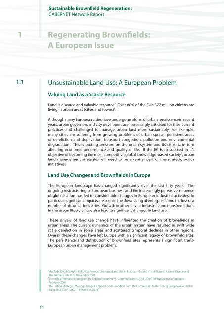 Sustainable Brownfield Regeneration: CABERNET Network Report