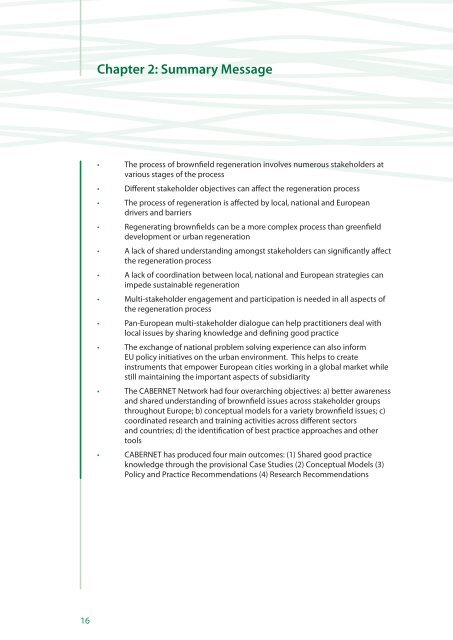 Sustainable Brownfield Regeneration: CABERNET Network Report