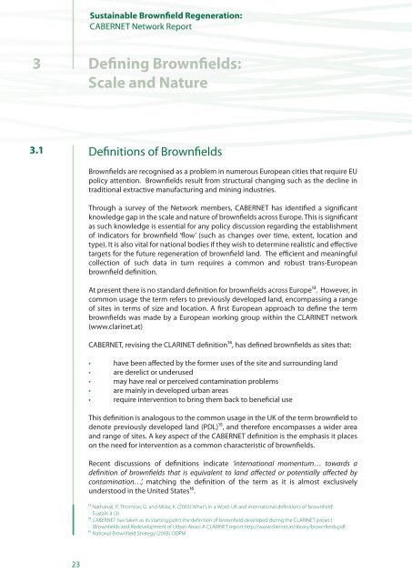 Sustainable Brownfield Regeneration: CABERNET Network Report