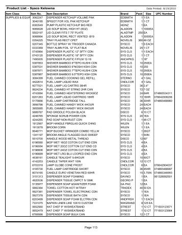 Product List - Sysco Kelowna Page 113 - Sysco Canada