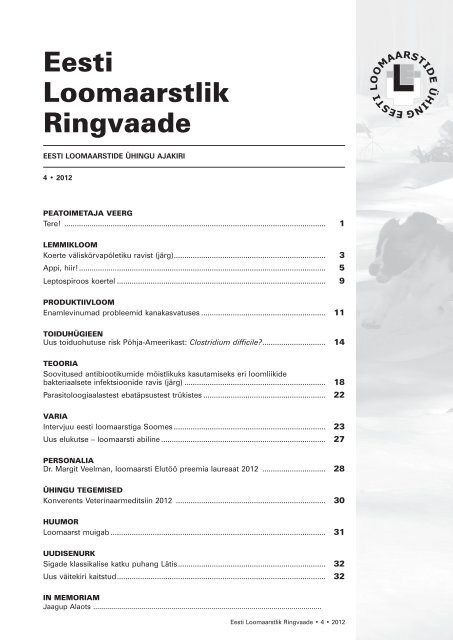 Ringvaade 4_2012.indd - Eesti Loomaarstlik Ringvaade