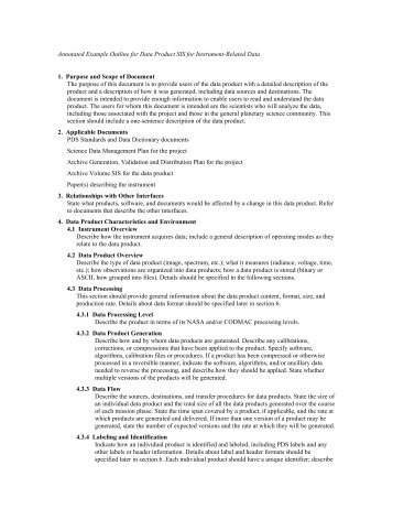 Annotated Example Outline for Data Product SIS for Instrument ...