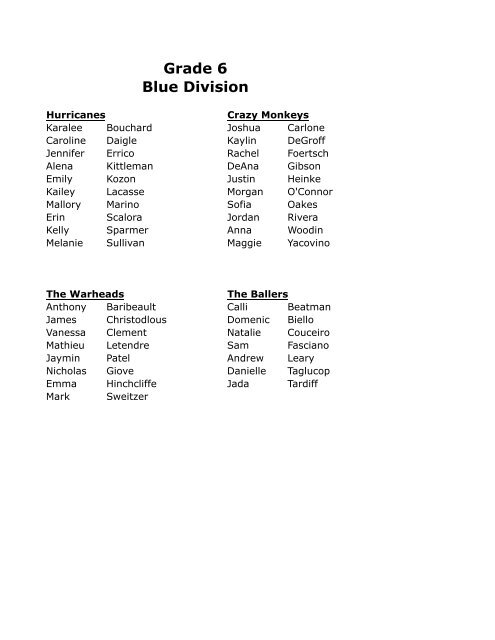 Grade 6 Blue Division - Catherine M. McGee Middle School ...