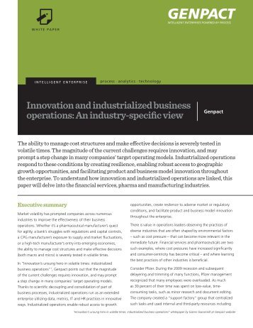 Innovation and industrialized business operations: An ... - Genpact