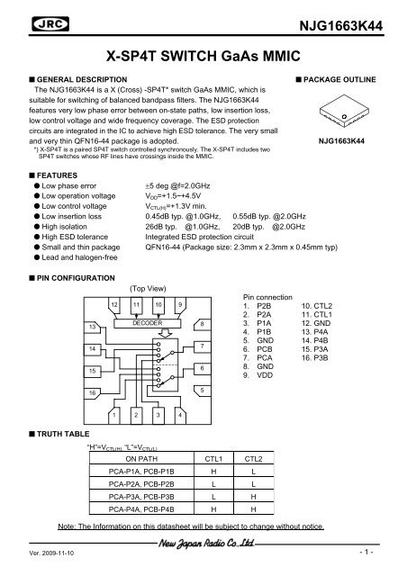 X-SP4T SWITCH GaAs MMIC - Semiconductor Product Information