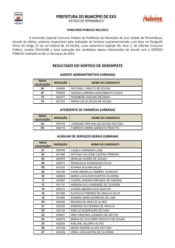 Resultado do Sorteio de Desempate - Advise