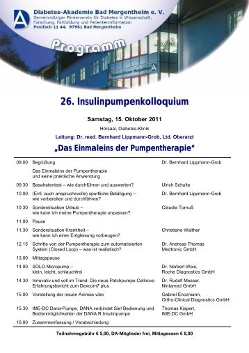 26. Insulinpumpenkolloquium - Diabetes Zentrum Mergentheim
