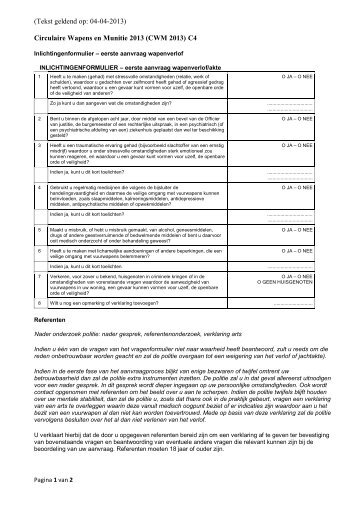 Inlichtingenformulier â eerste aanvraag wapenverlof