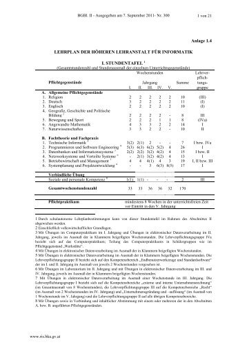 Lehrplan Informatik, Fachtheorie und Fachpraxis