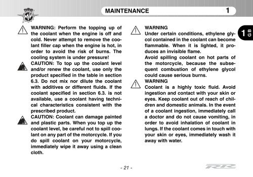 Brutale_RR_MY11 Manual Mantenimiento ... - MV Agusta