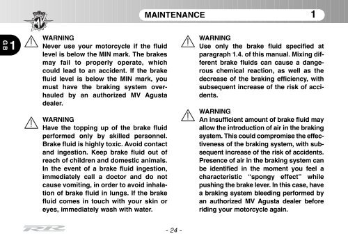 Brutale_RR_MY11 Manual Mantenimiento ... - MV Agusta