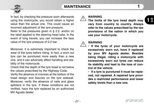 Brutale_RR_MY11 Manual Mantenimiento ... - MV Agusta