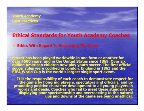 The Youth Academy Model OYSAN's Recommended Approach to ...