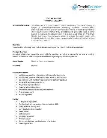 sample of job description in resumes