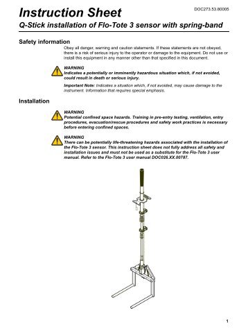 Q-Stick Installation of Flo-Tote 3 Sensor with Spring-band - Hachflow