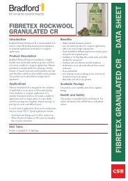 Fibretex loose Rockwool insulation by CSR Bradford datasheet