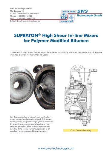 SUPRATON® High Shear In-line Mixers for Polymer Modified Bitumen