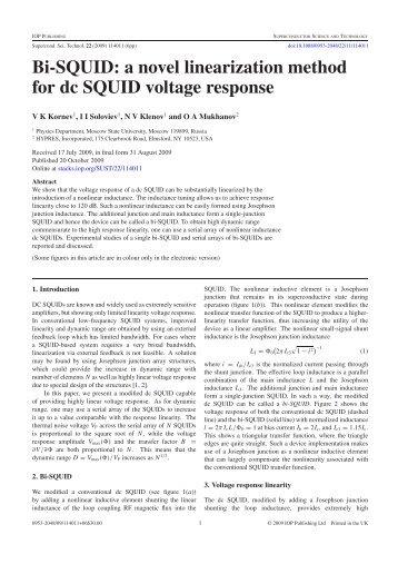 Bi-SQUID: a novel linearization method for dc SQUID voltage ...