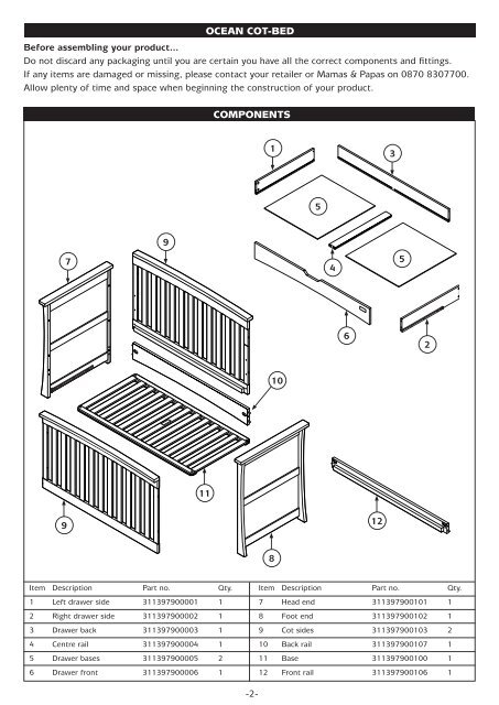 Ocean Cot-Bed instructions - Mamas & Papas