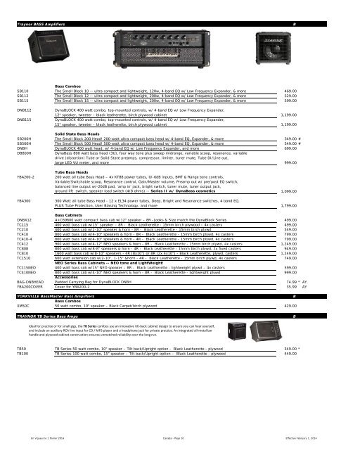 Price List - Aug 2013 - Yorkville Sound