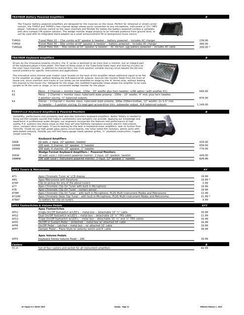 Price List - Aug 2013 - Yorkville Sound