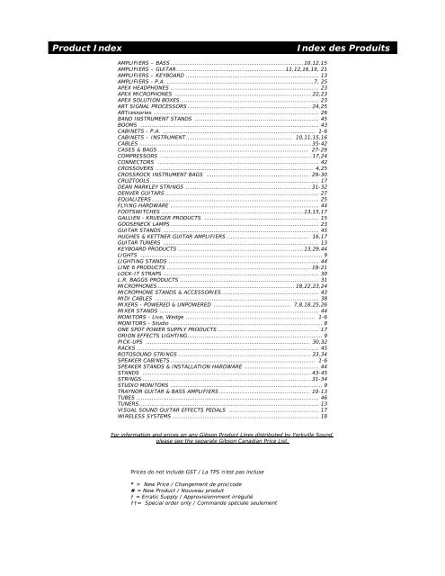 Price List - Aug 2013 - Yorkville Sound