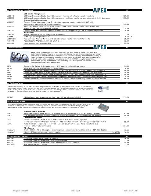 Price List - Aug 2013 - Yorkville Sound