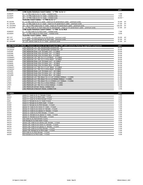 Price List - Aug 2013 - Yorkville Sound