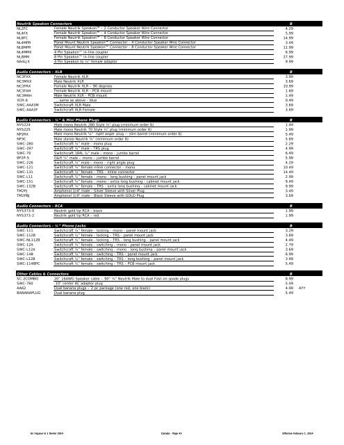 Price List - Aug 2013 - Yorkville Sound