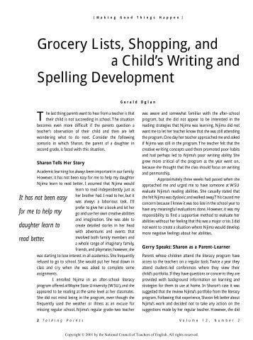 Grocery Lists, Shopping, and a Child's Writing and Spelling ...