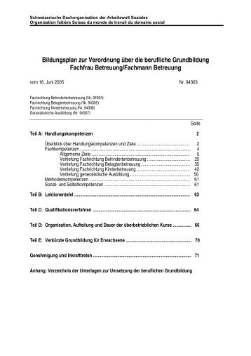 Bildungsplan zur Verordnung Ã¼ber die berufliche ... - Savoirsocial