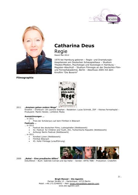 Catharina Deus Regie Die Agentin