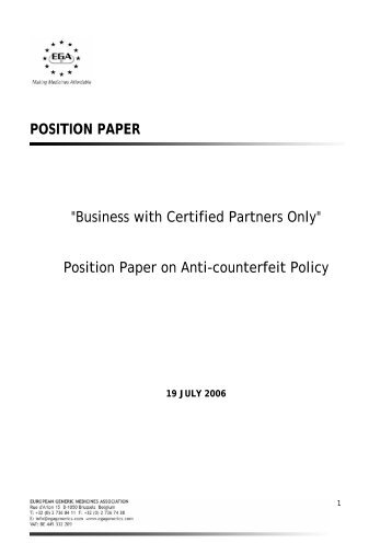 Position Paper on Anti-counterfeit Policy - European Generic ...