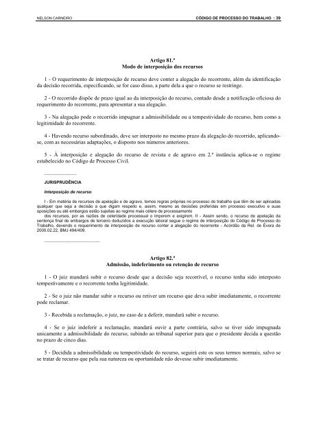 CÓDIGO DE PROCESSO DO TRABALHO