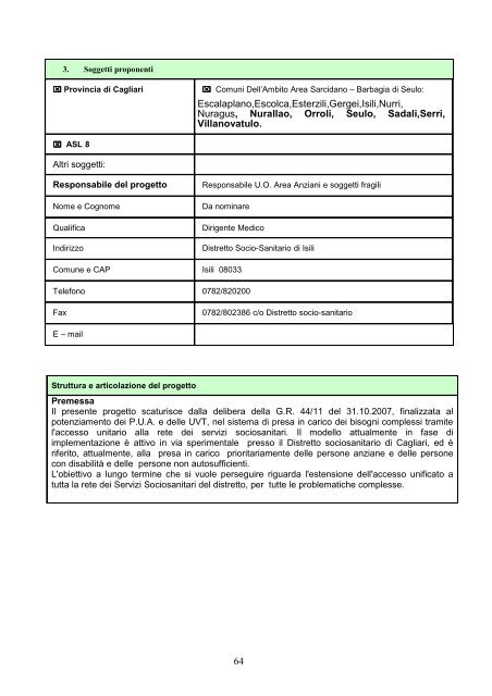 PLUS Sarcidano - Barbagia di Seulo aggiornamento 2008 - Sociale ...