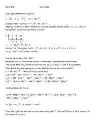 Math 255 Quiz 5 Key Solve each differential equation: 1. + 2 â 3 â 10 ...