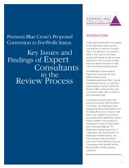 Premera Blue Cross's Proposed Conversion to For-Profit Status