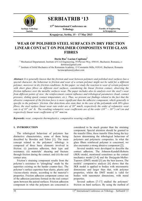 Proceedings of SerbiaTrib '13