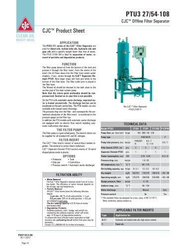 Product Sheet CJC Filter Separator PTU3 27 - Cjc.dk